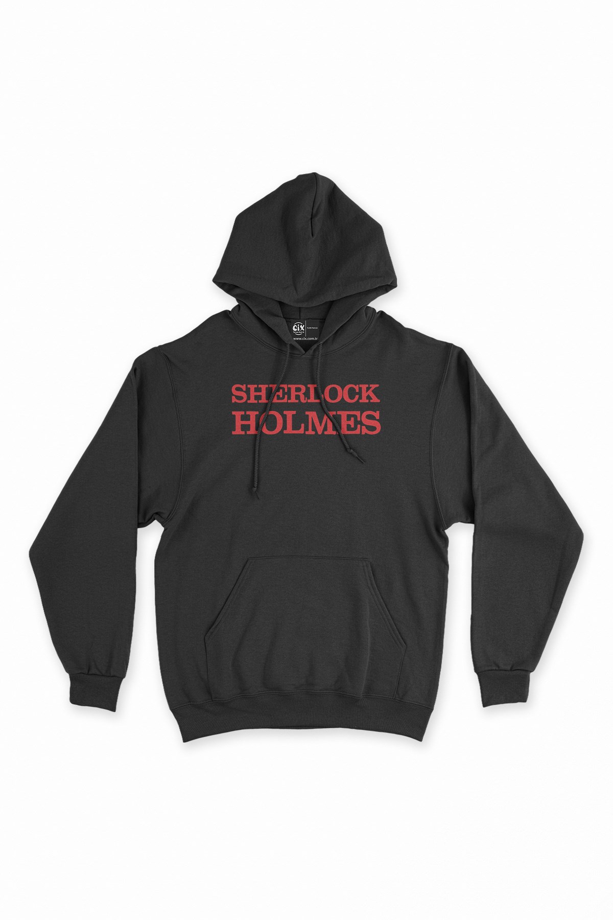 Kırmızı Sherlock Holmes Siyah Kapşonlu Sweatshirt Hoodie