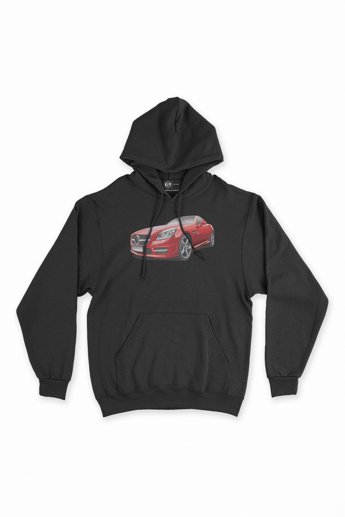 Kırmızı Spor Araba Siyah Kapşonlu Sweatshirt Hoodie