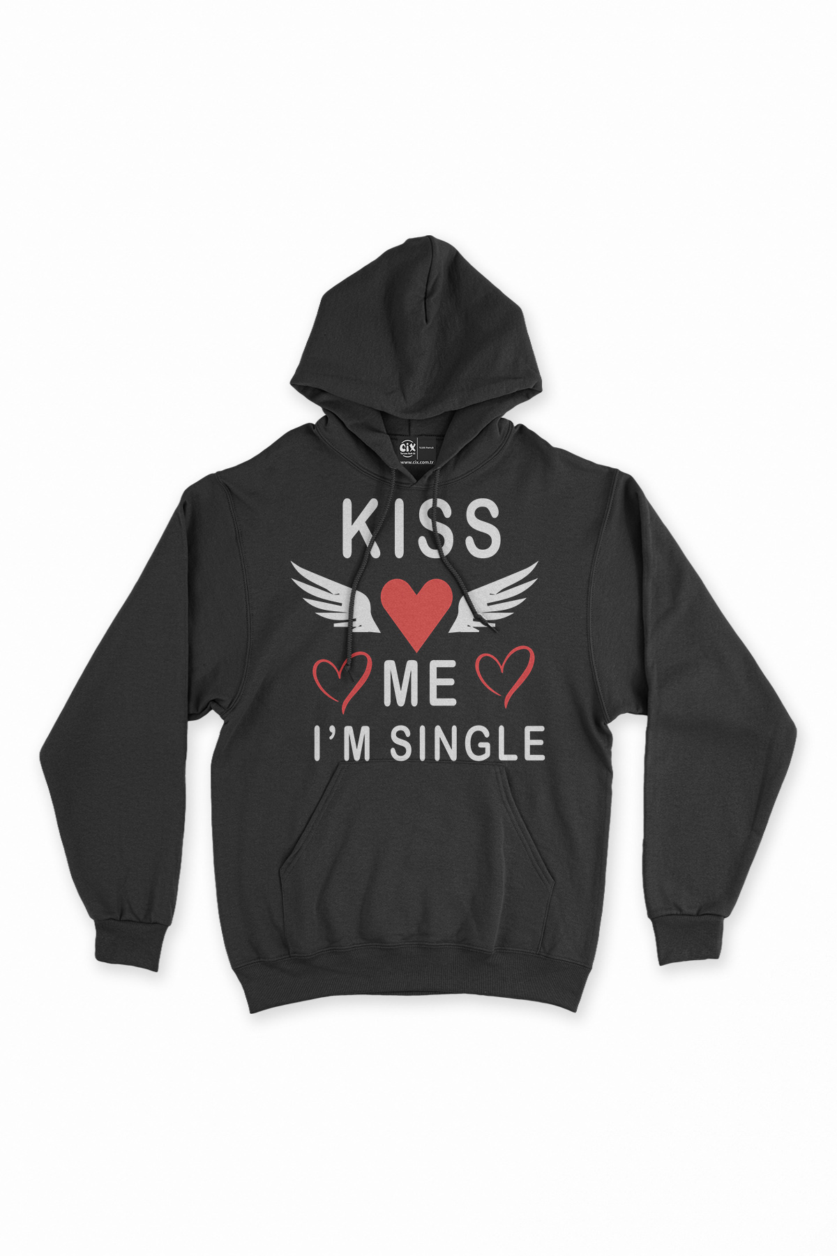 Kiss Me I am Single Siyah Sweatshirt Hoodie
