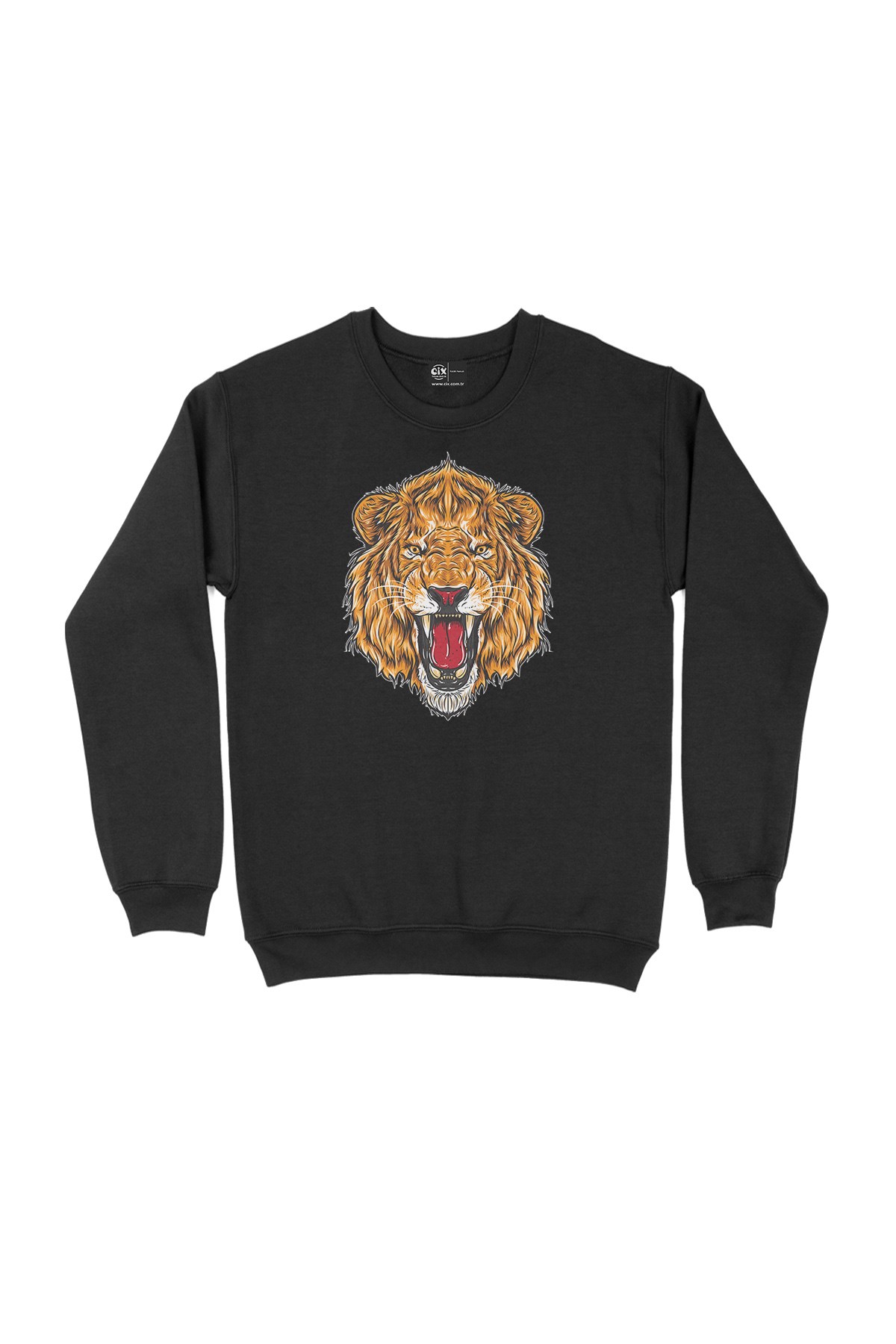 Kızgın Aslanlı Siyah Sweatshirt