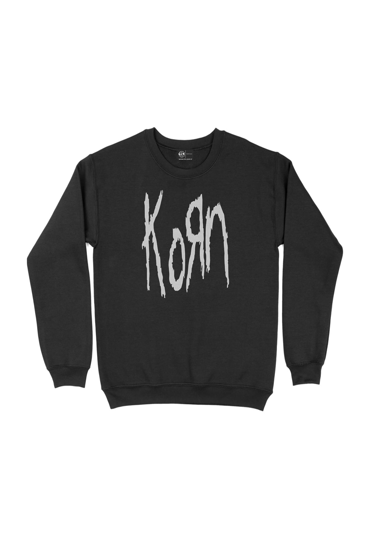 Korn Yazılı Siyah Sweatshirt