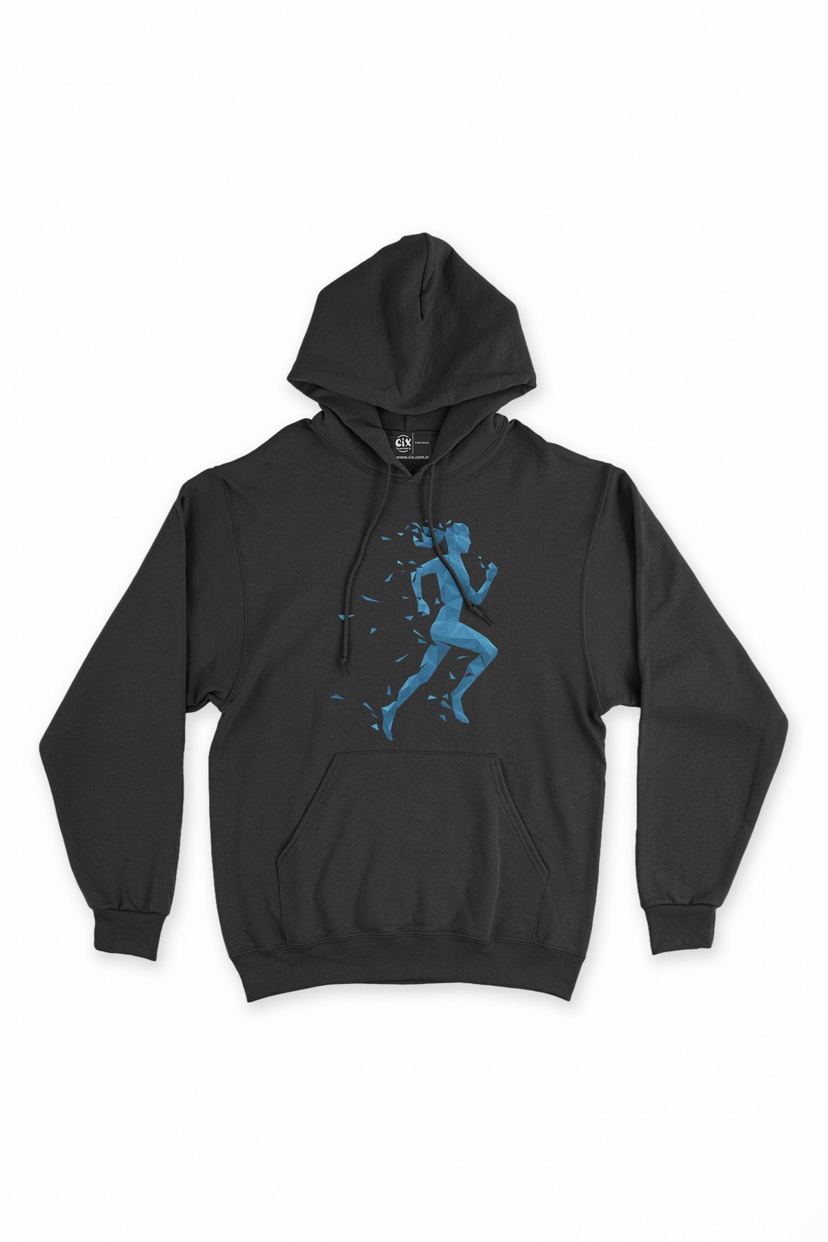 Koşucu Bayan Siyah Kapşonlu Sweatshirt Hoodie