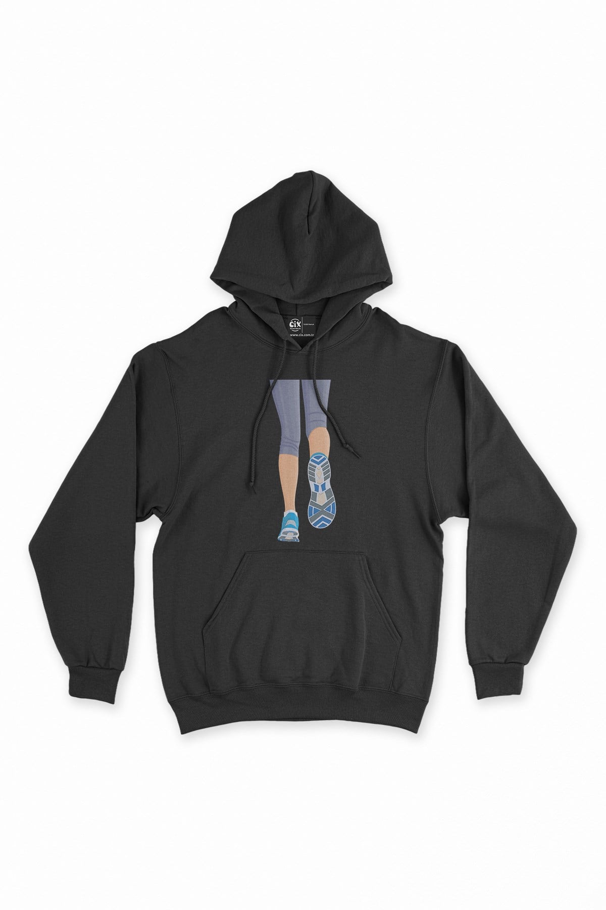 Koşucu Siyah Kapşonlu Sweatshirt Hoodie