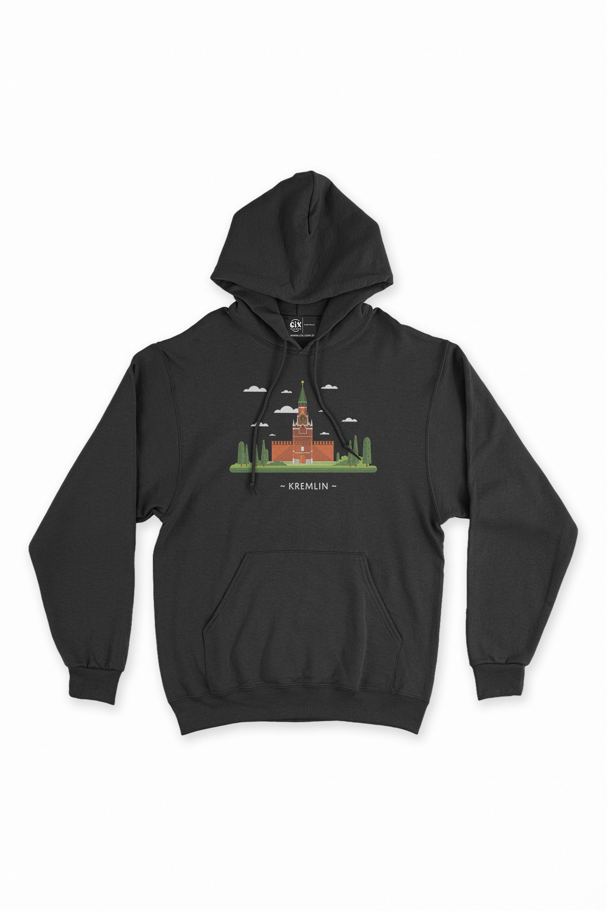 Kremlin Sarayı Siyah Kapşonlu Sweatshirt Hoodie