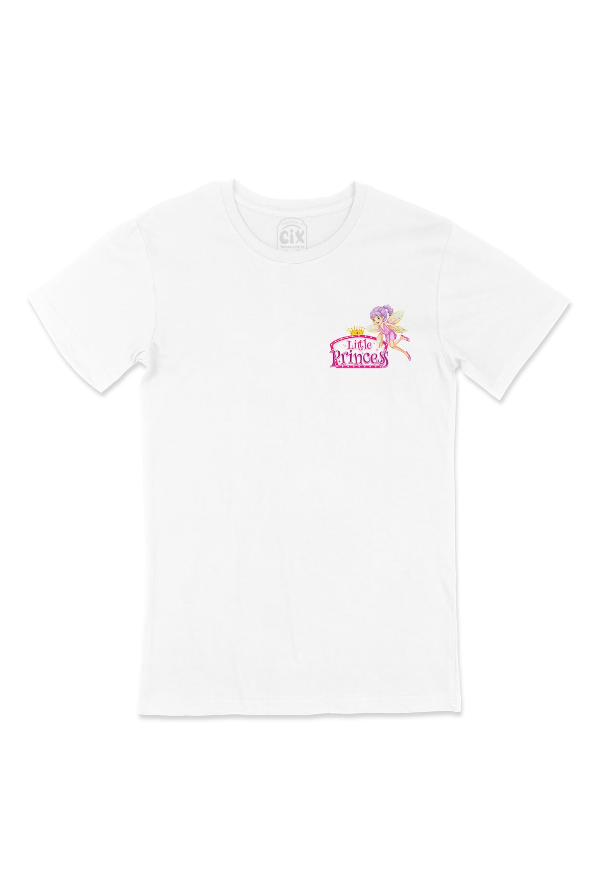 Küçük Prenses Little Princess Cep Logo Tasarımlı Beyaz Tişört