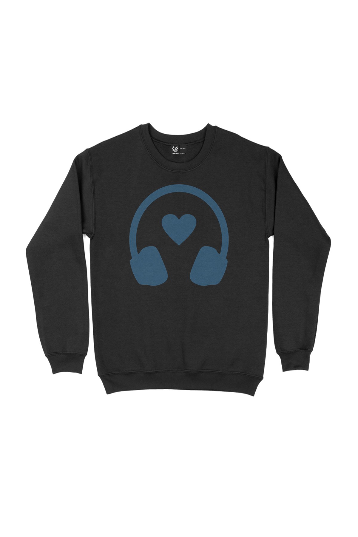 Kulaklıklı Müzik Aşkı Siyah Sweatshirt
