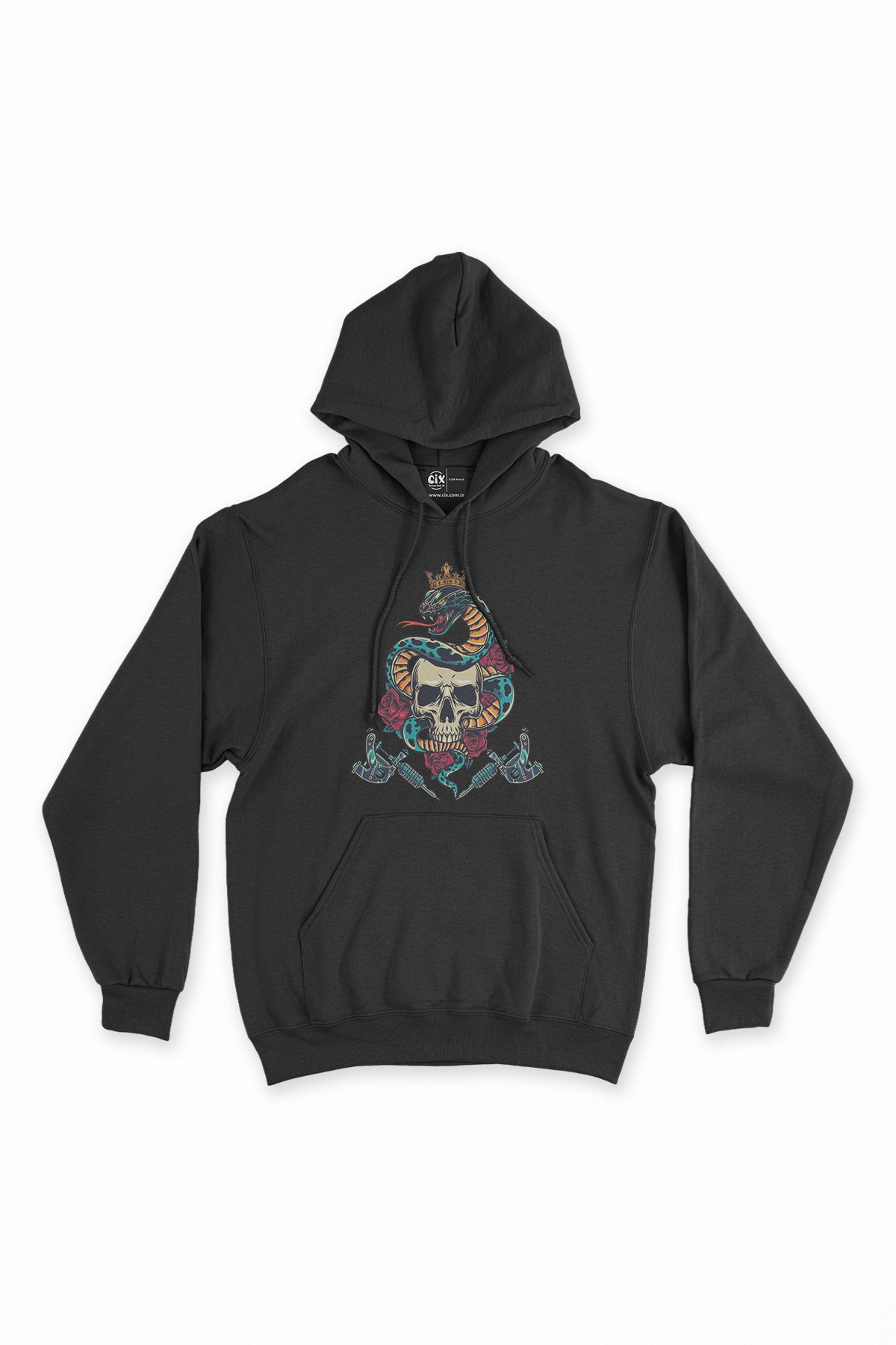 Kuru Kafa Dragon Silahlı Siyah Kapşonlu Sweatshirt Hoodie