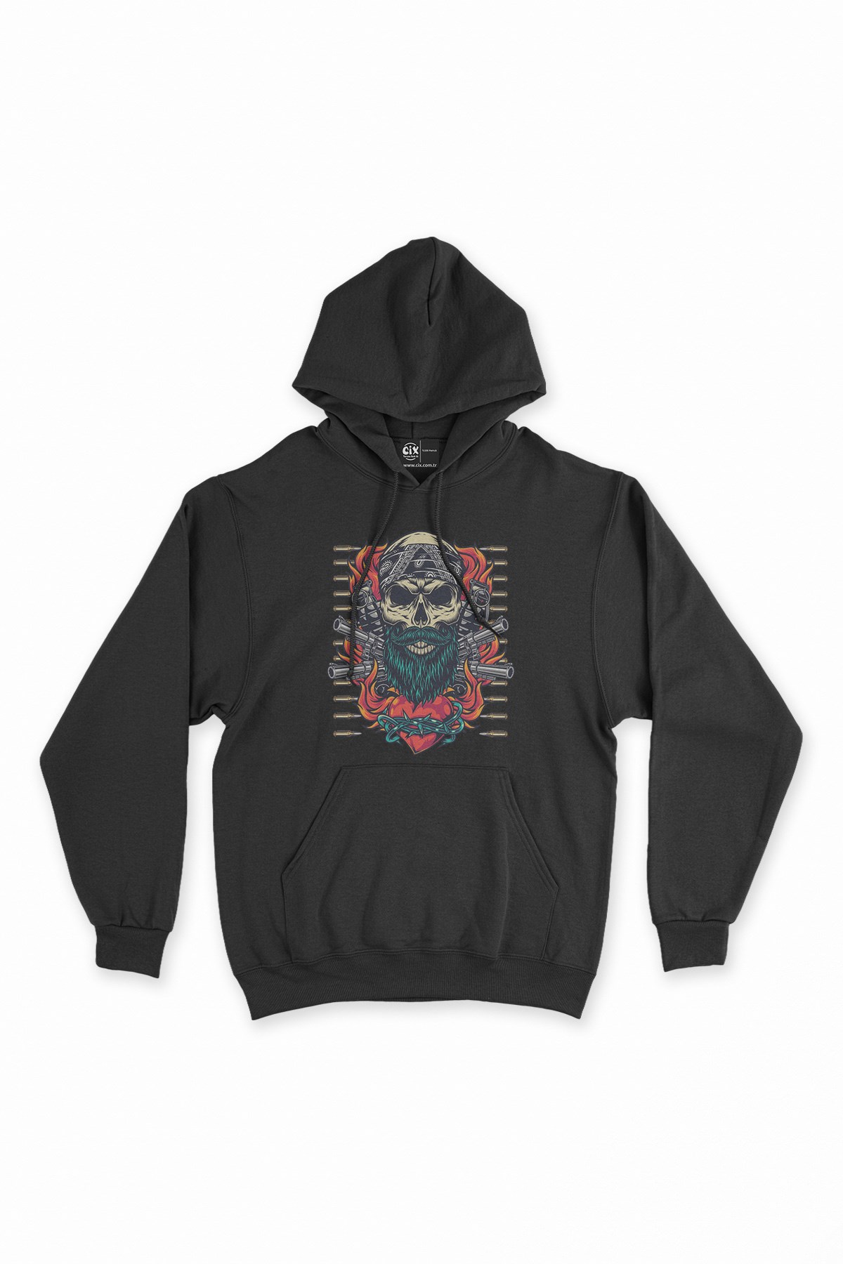 Kuru Kafa Silah Siyah Kapşonlu Sweatshirt Hoodie