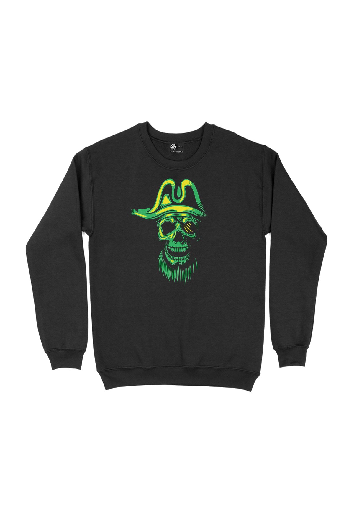 Kuru Kafalı Korsan Siyah Sweatshirt