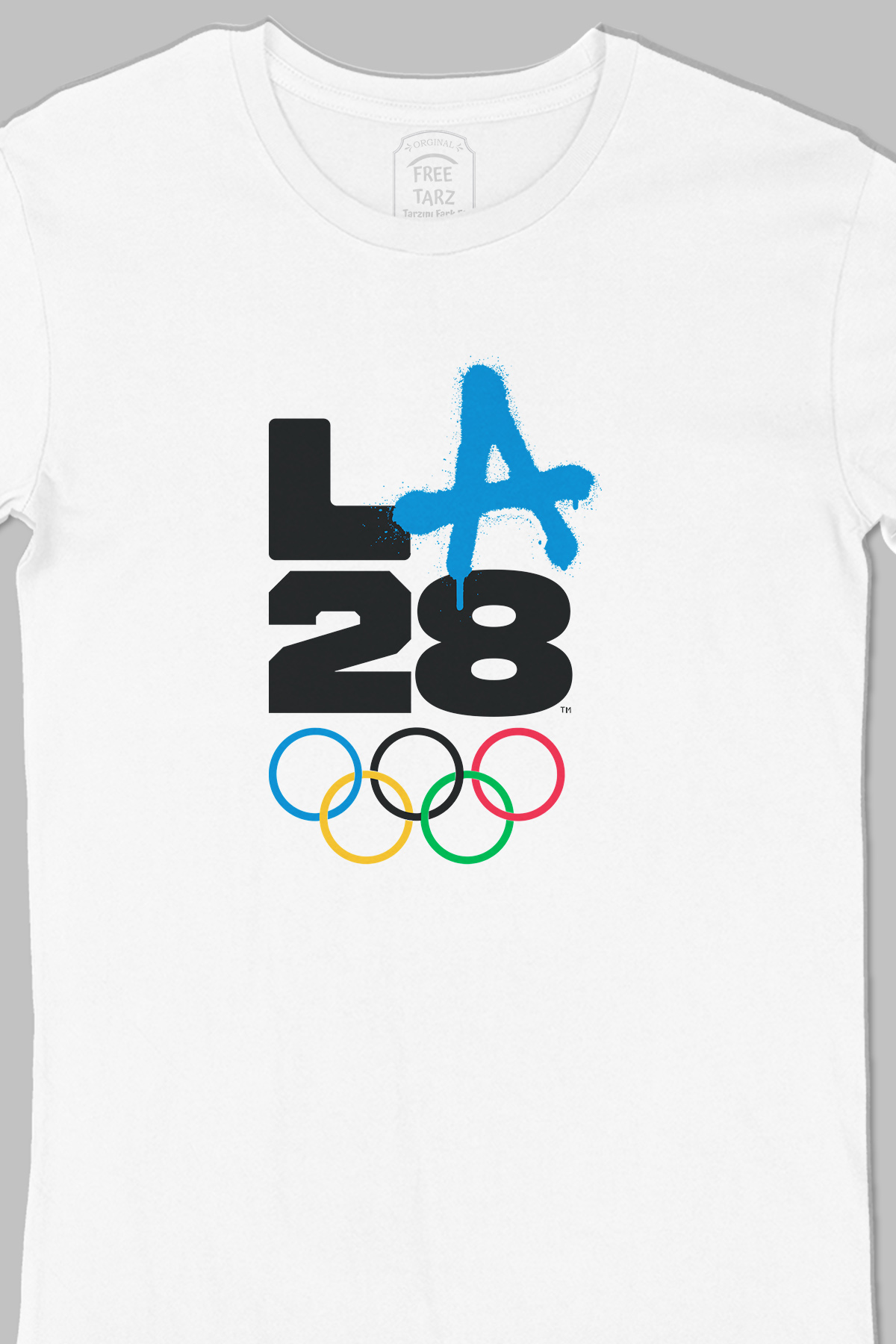 LA Los Angeles 2028 Olimpiyat Logo Büyük Baskılı Beyaz Tişört LA Los Angeles 2028 Olimpiyat Logo Büyük Baskılı Beyaz Tişört - Ücretsiz Kargo