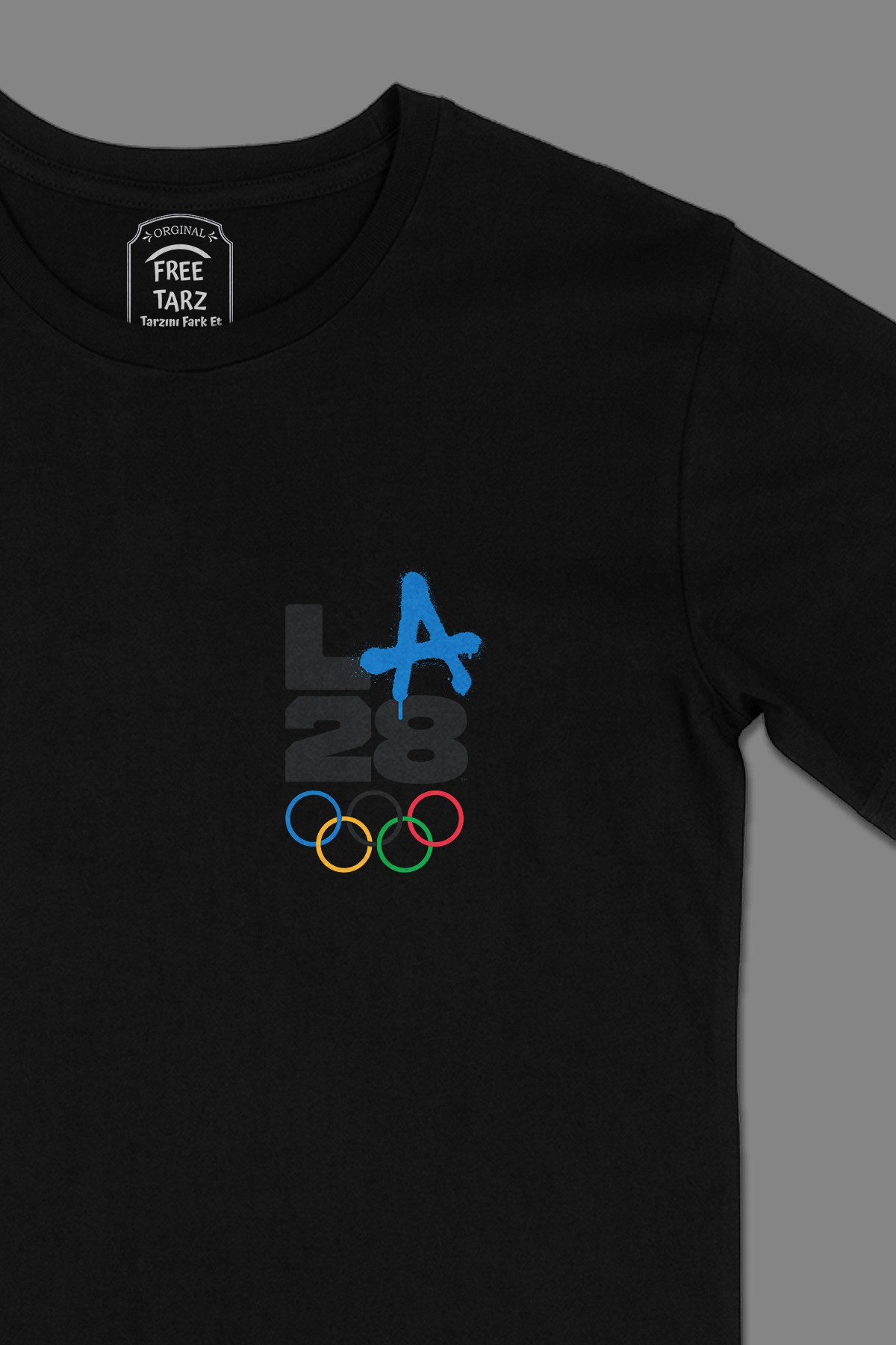 LA Los Angeles 2028 Olimpiyat Logo Cep Tasarımlı Siyah Tişört LA Los Angeles 2028 Olimpiyat Logo Cep Tasarımlı Siyah Tişört - Ücretsiz Kargo