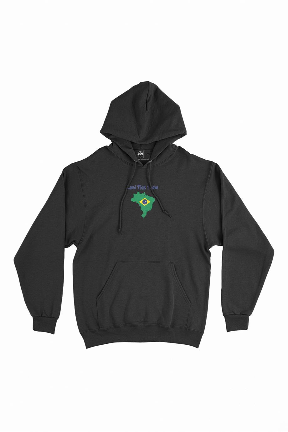 Land That I Love Brezilya Minimal Kapşonlu Sweatshirt Hoodie Land That I Love Brezilya Minimal Kapşonlu Sweatshirt Hoodie - Ücretsiz Kargo