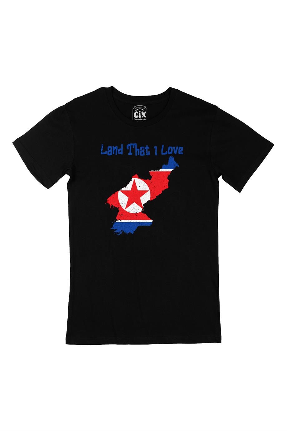 Land That I Love Kuzey Kore Siyah Tişört