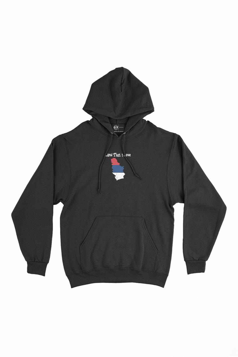 Land That I Love Sırbistan Minimal Kapşonlu Sweatshirt Hoodie Land That I Love Sırbistan Minimal Kapşonlu Sweatshirt Hoodie - Ücretsiz Kargo