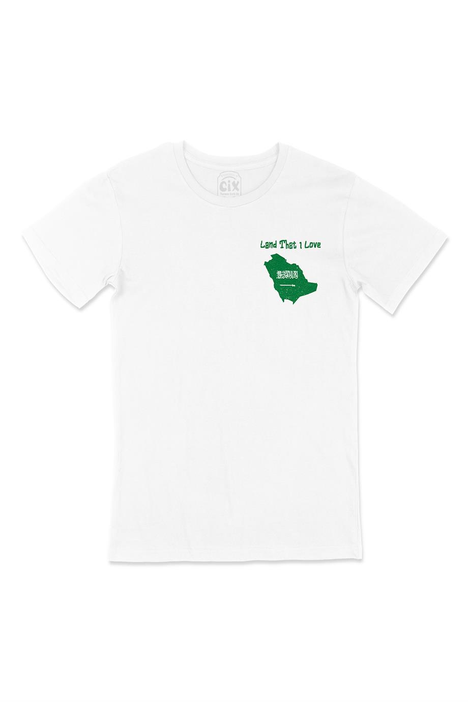 Land That I Love Suudi Cep Tasarım Baskılı Beyaz Tişört