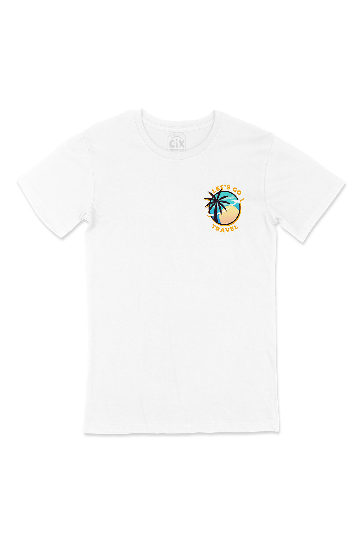 Let's Go Travel Cep Logo Tasarımlı Beyaz Tişört