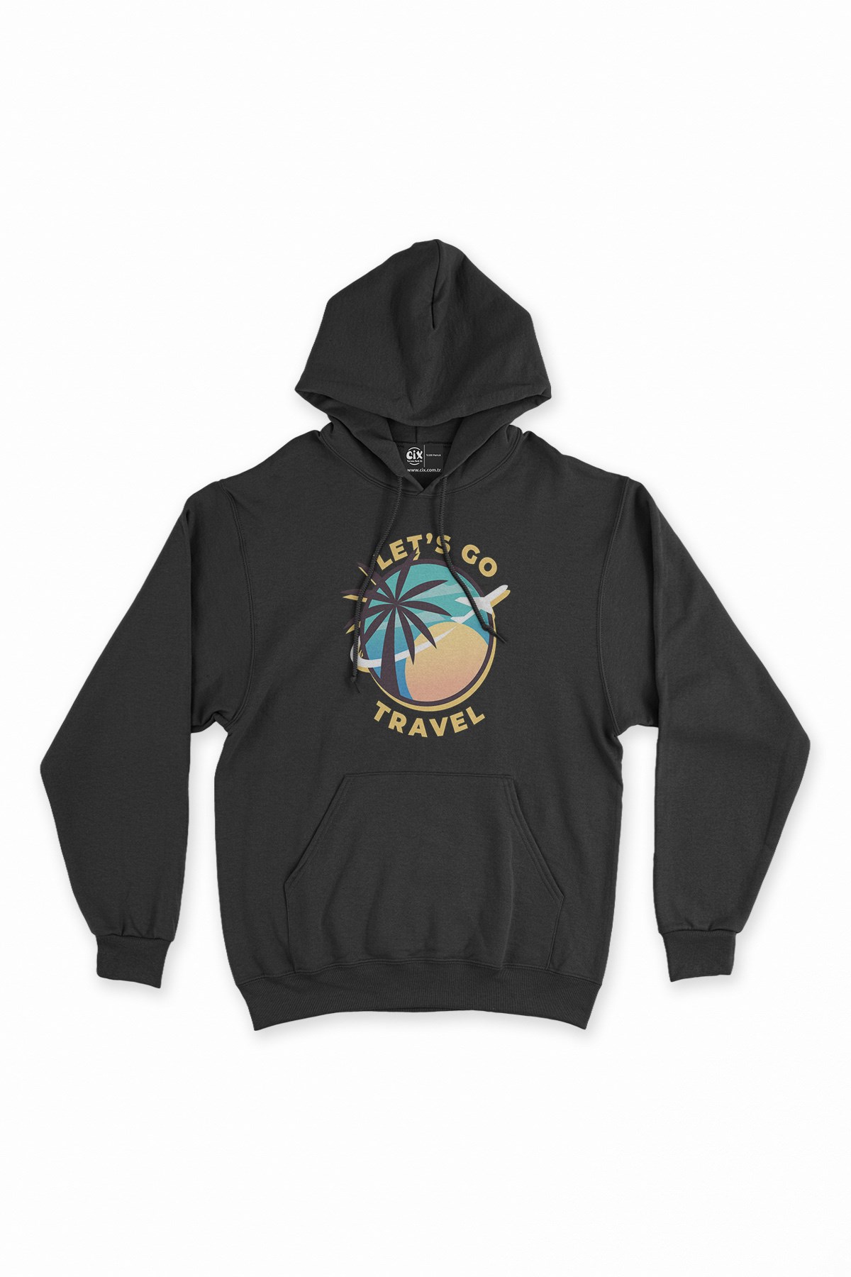 Let's Go Travel Siyah Kapşonlu Sweatshirt Hoodie