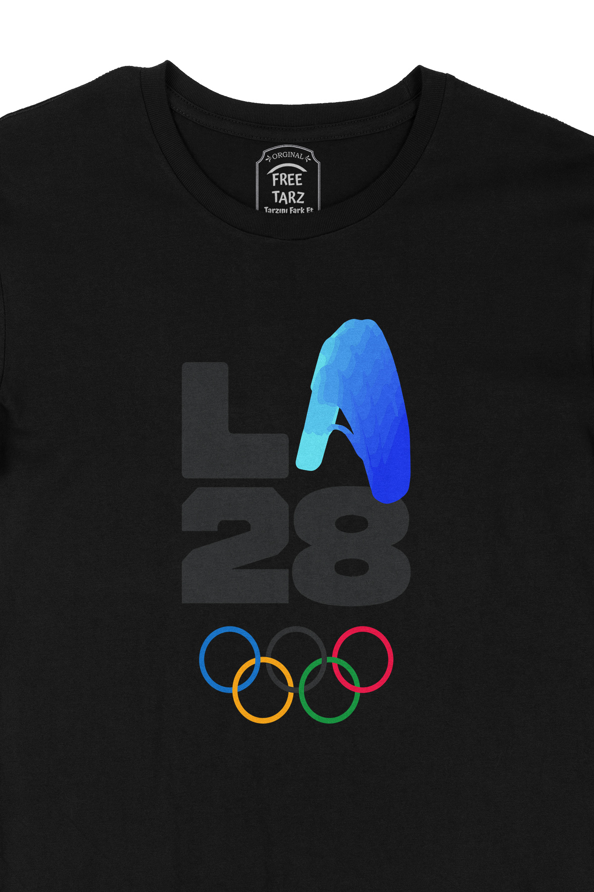 Los Angeles 2028 LA Olimpiyat Logo Büyük Baskılı Siyah Tişört Los Angeles 2028 LA Olimpiyat Logo Büyük Baskılı Siyah Tişört - Ücretsiz Kargo