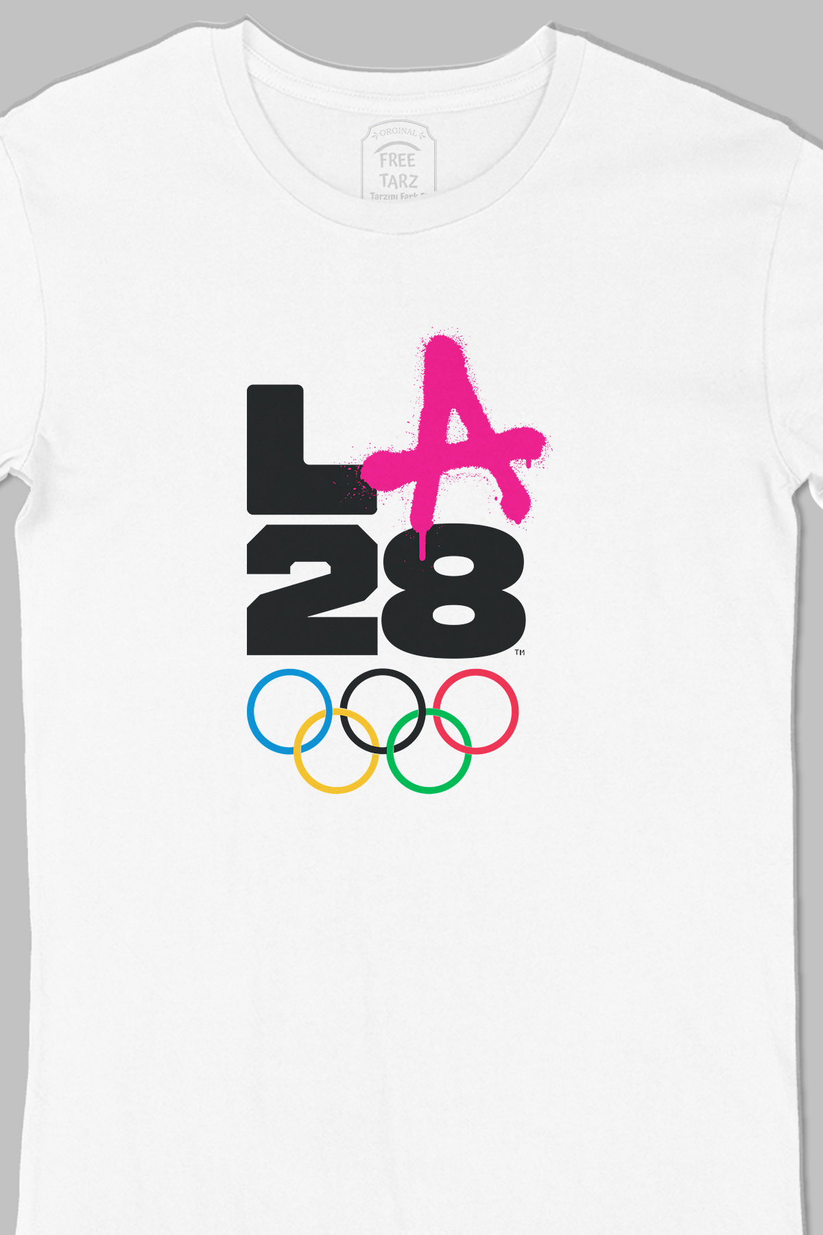 Los Angeles 2028 Olimpiyat Büyük Baskılı Beyaz Tişört Los Angeles 2028 Olimpiyat Büyük Baskılı Beyaz Tişört - Ücretsiz Kargo