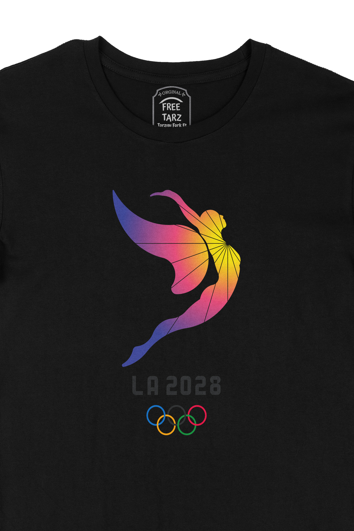 Los Angeles 2028 Olimpiyat Logo Büyük Baskılı Siyah Tişört Los Angeles 2028 Olimpiyat Logo Büyük Baskılı Siyah Tişört - Ücretsiz Kargo