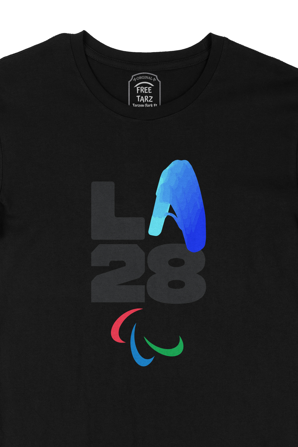 Los Angeles LA 2028 Olimpiyat Logo Büyük Baskılı Siyah Tişört Los Angeles LA 2028 Olimpiyat Logo Büyük Baskılı Siyah Tişört - Ücretsiz Kargo
