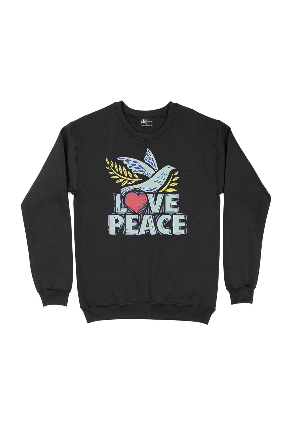 Love And Peace Siyah Sweatshirt