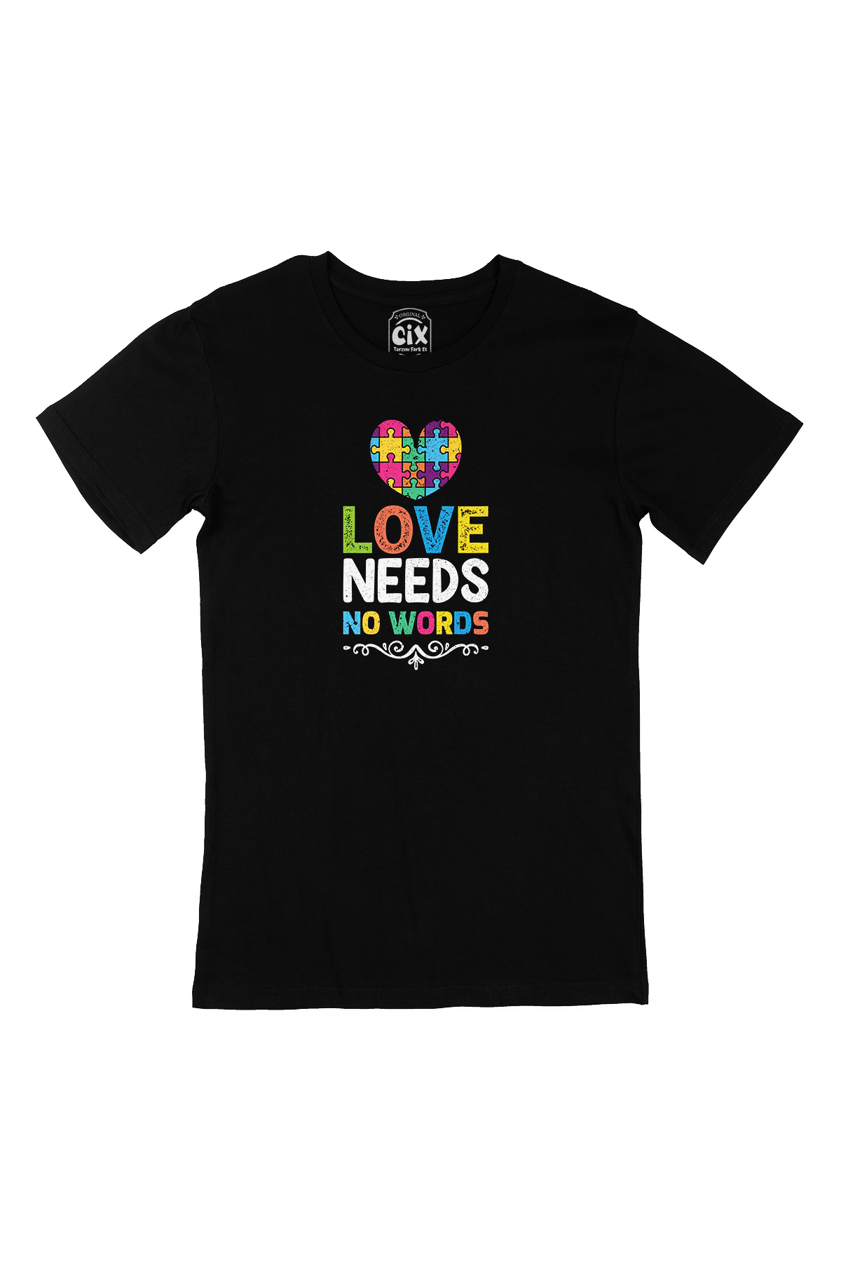Love No  Words Siyah Tişört