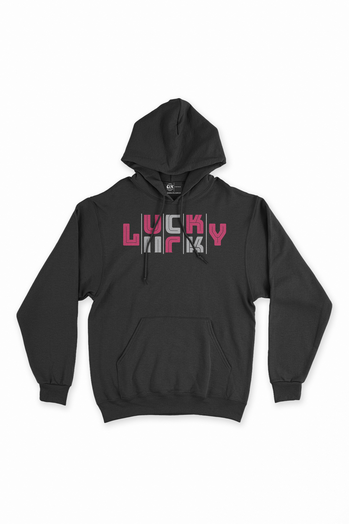 Lucky Şanslı Pembe Siyah Sweatshirt Hoodie