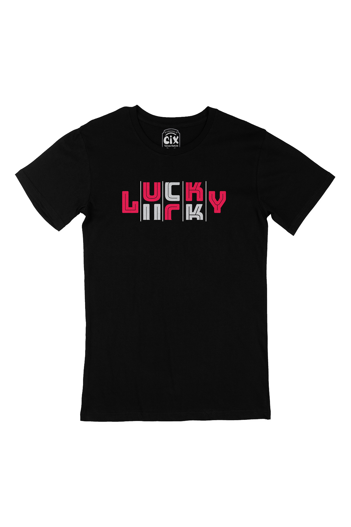 Lucky Şanslı Pembe Siyah Tişört