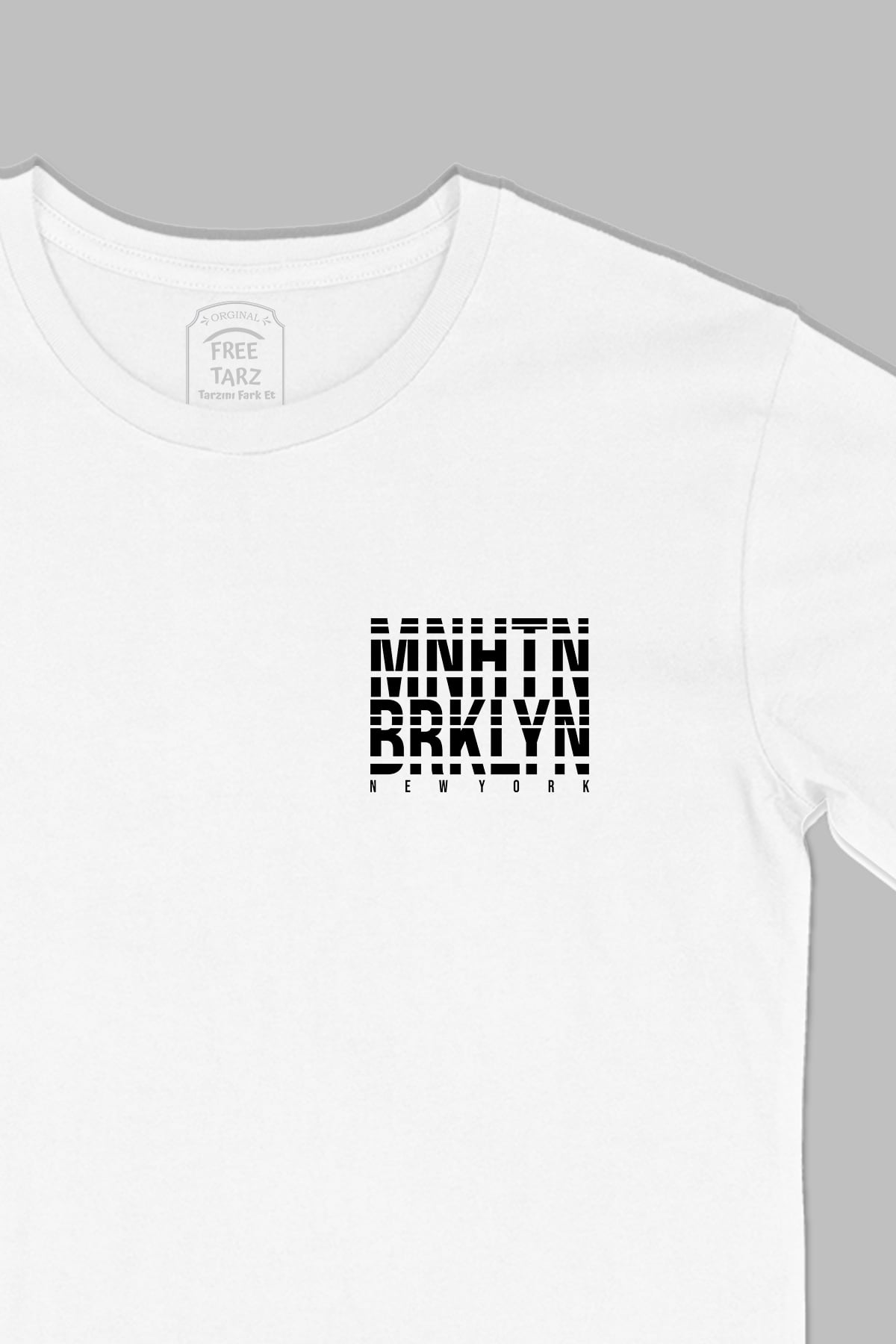 Manhattan Brooklyn New York Baskılı Cep Tasarım Beyaz Tişört Manhattan Brooklyn New York Baskılı Cep Tasarım Beyaz Tişört - Ücretsiz Kargo