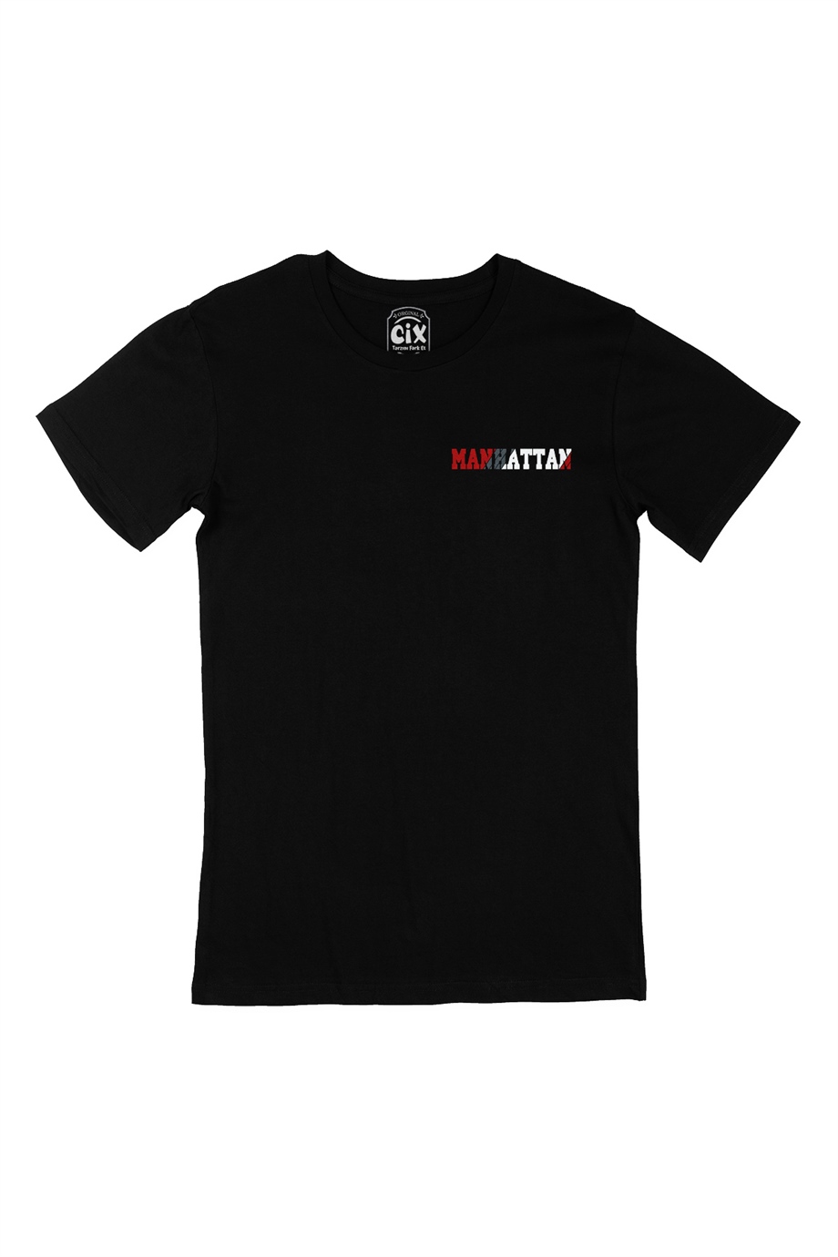 Manhattan Cep Logo Tasarımlı Siyah Tişört
