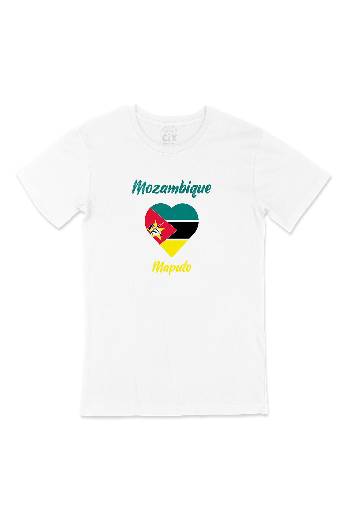 Maputo Mozambik Bayraklı Kalpli Tişört