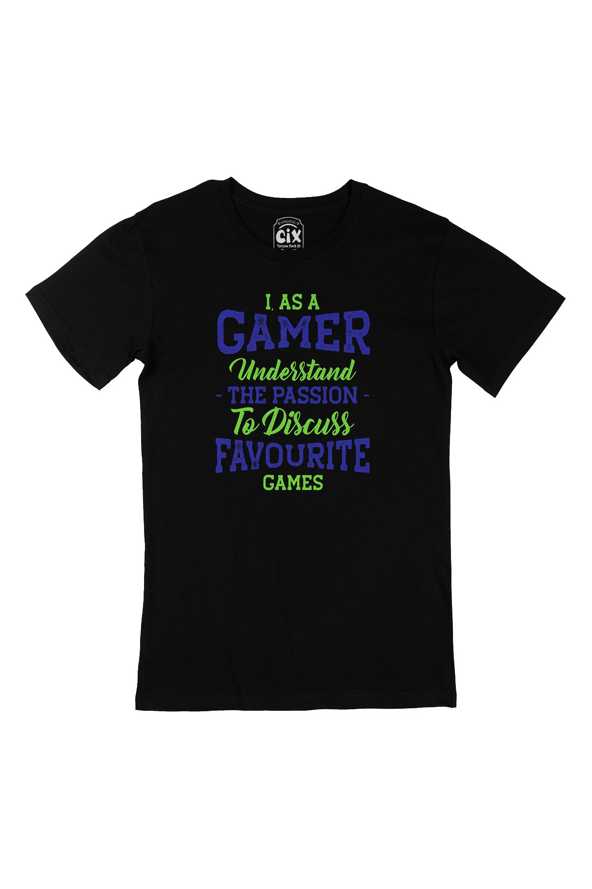 Mavi As A Gamer Siyah Tişört