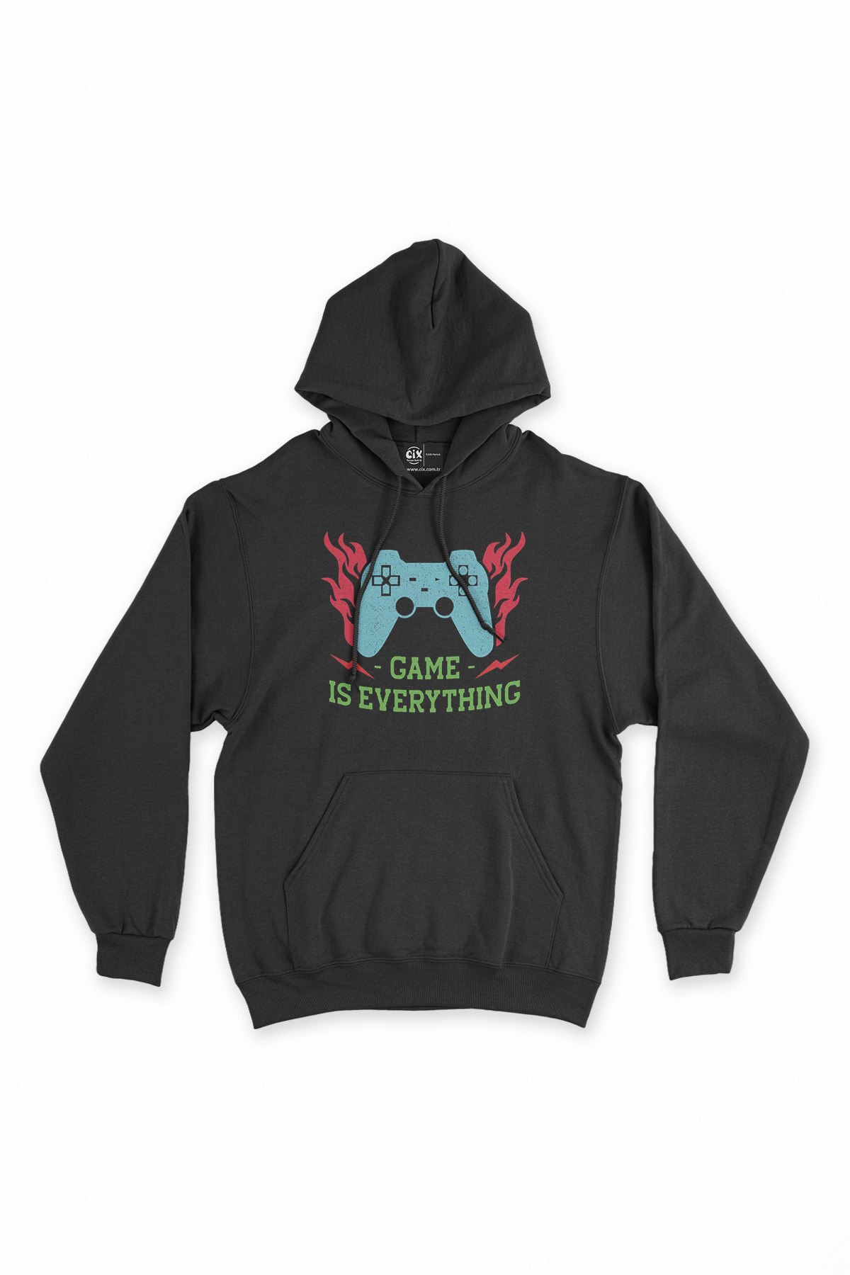 Mavi Game is Everything Siyah Kapşonlu Sweatshirt Hoodie