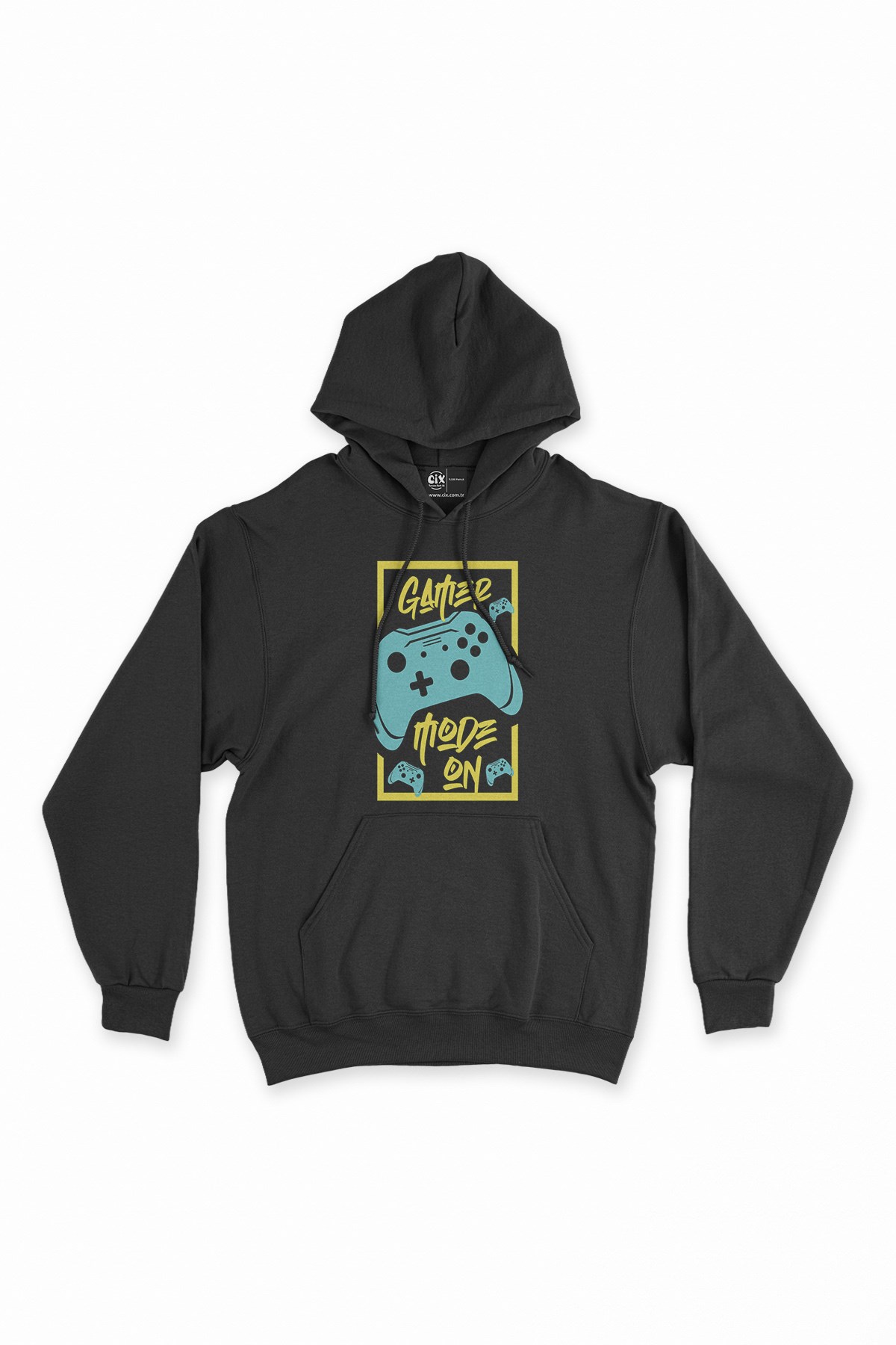 Mavi Gamer Mode On Siyah Kapşonlu Sweatshirt Hoodie