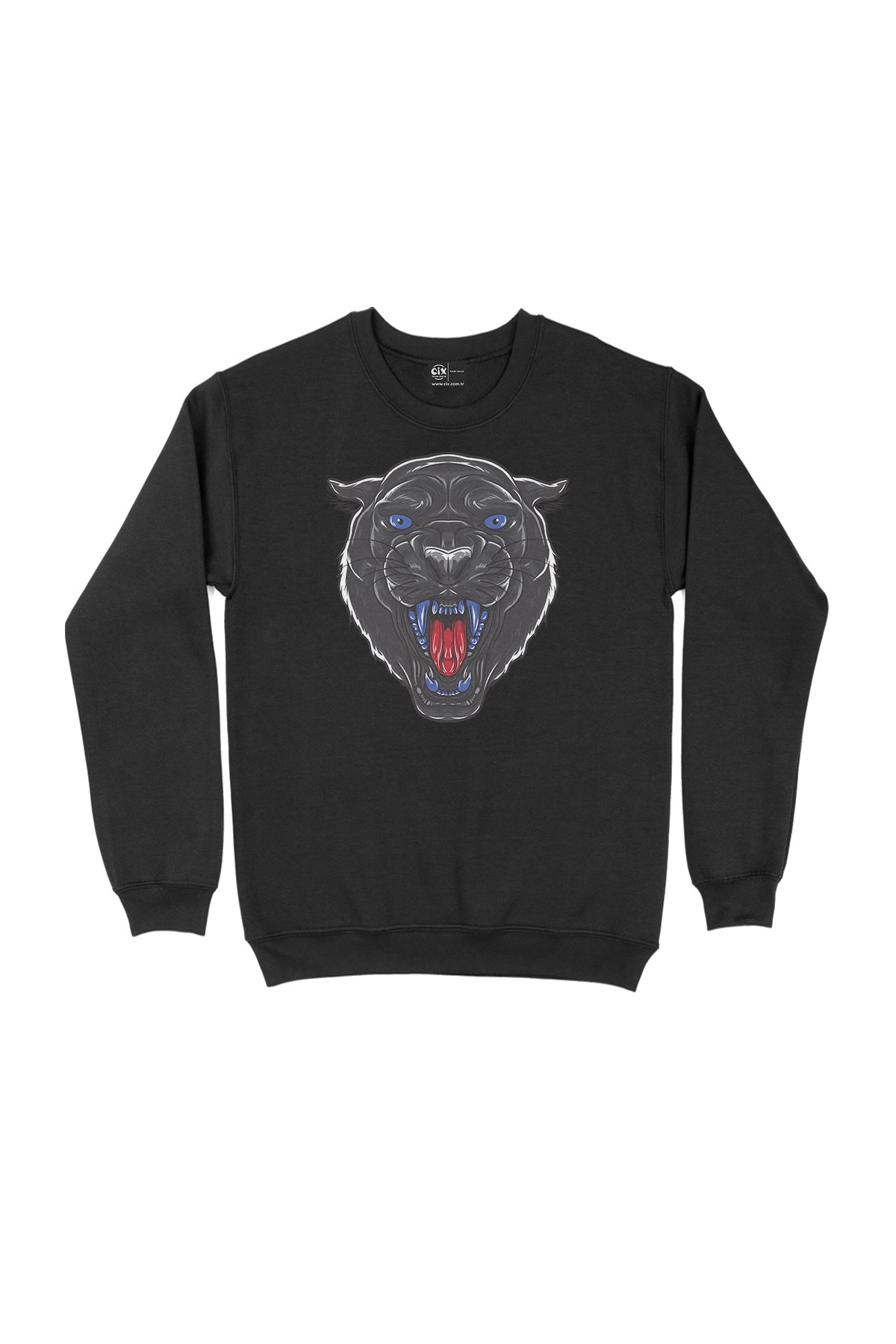 Mavi Gözlü Panter Siyah Sweatshirt