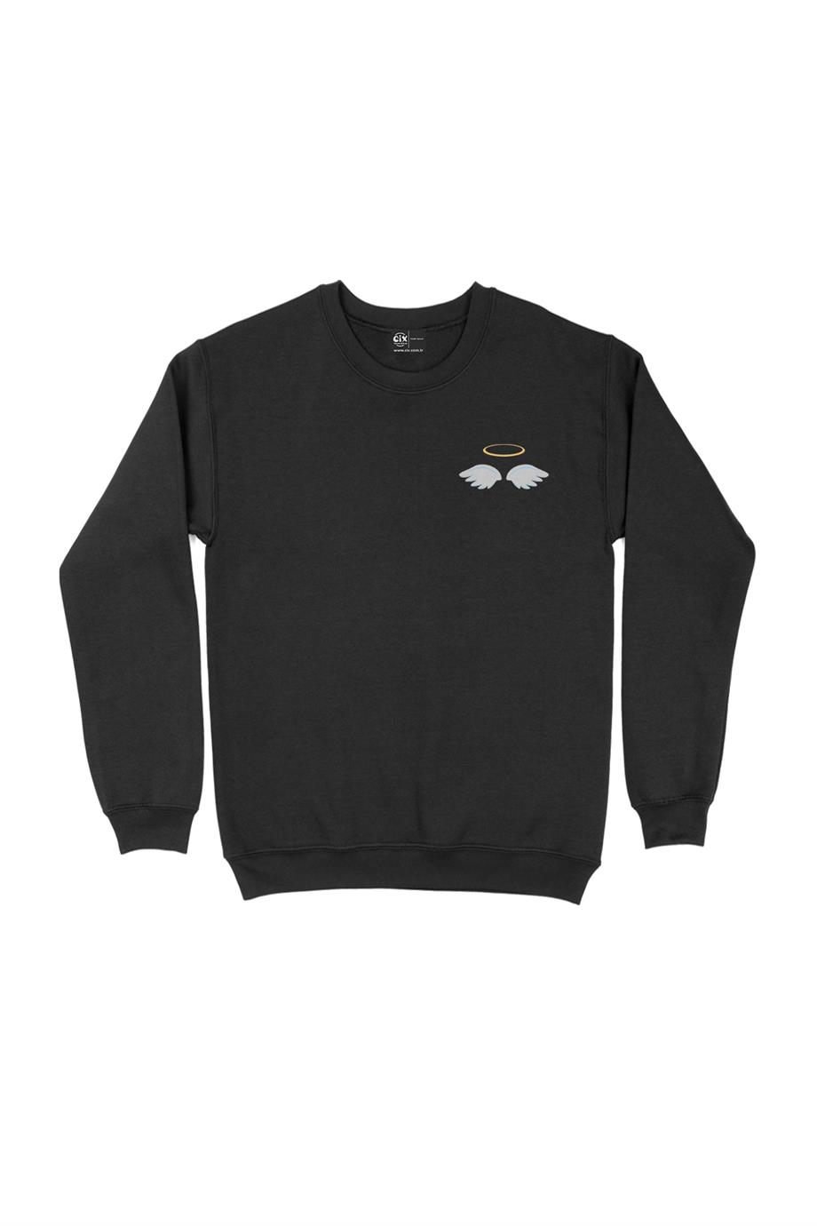 Melek Kanatlı Halka Cep Tasarım Baskılı Sweatshirt Melek Kanatlı Halka Cep Tasarım Baskılı Sweatshirt - Ücretsiz Kargo