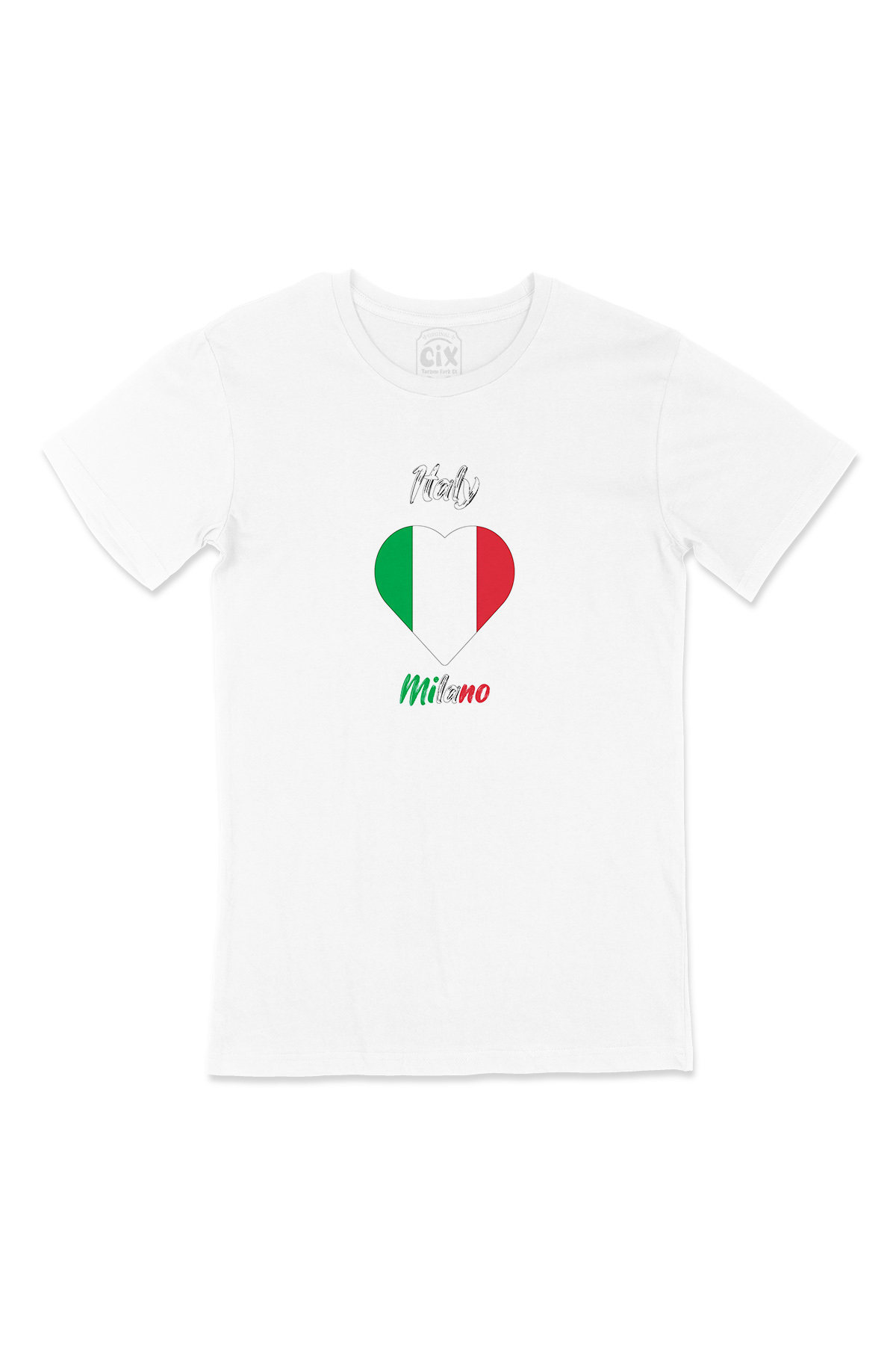 Milano İtalya Bayraklı Kalpli Tişört