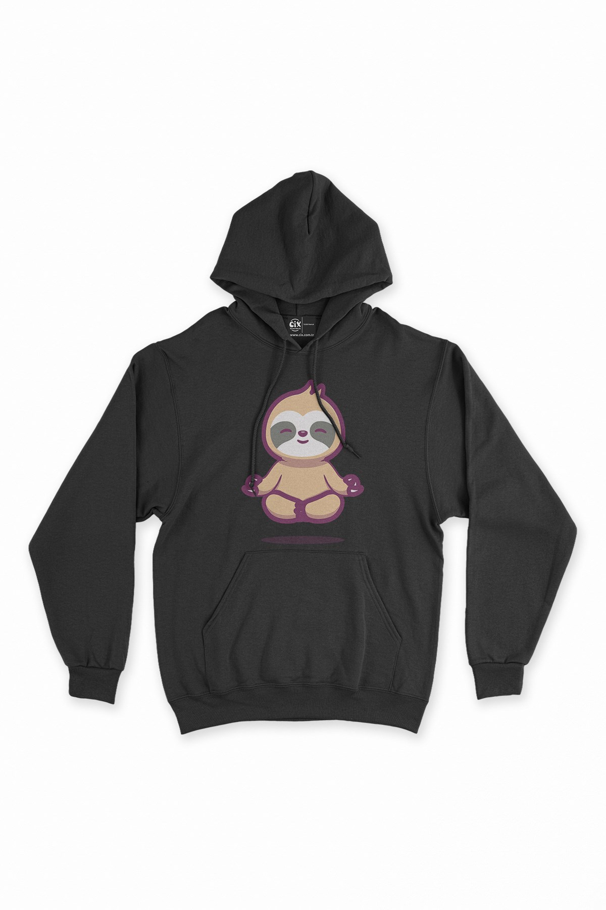 Mindfulness Panda Siyah Kapşonlu Sweatshirt Hoodie