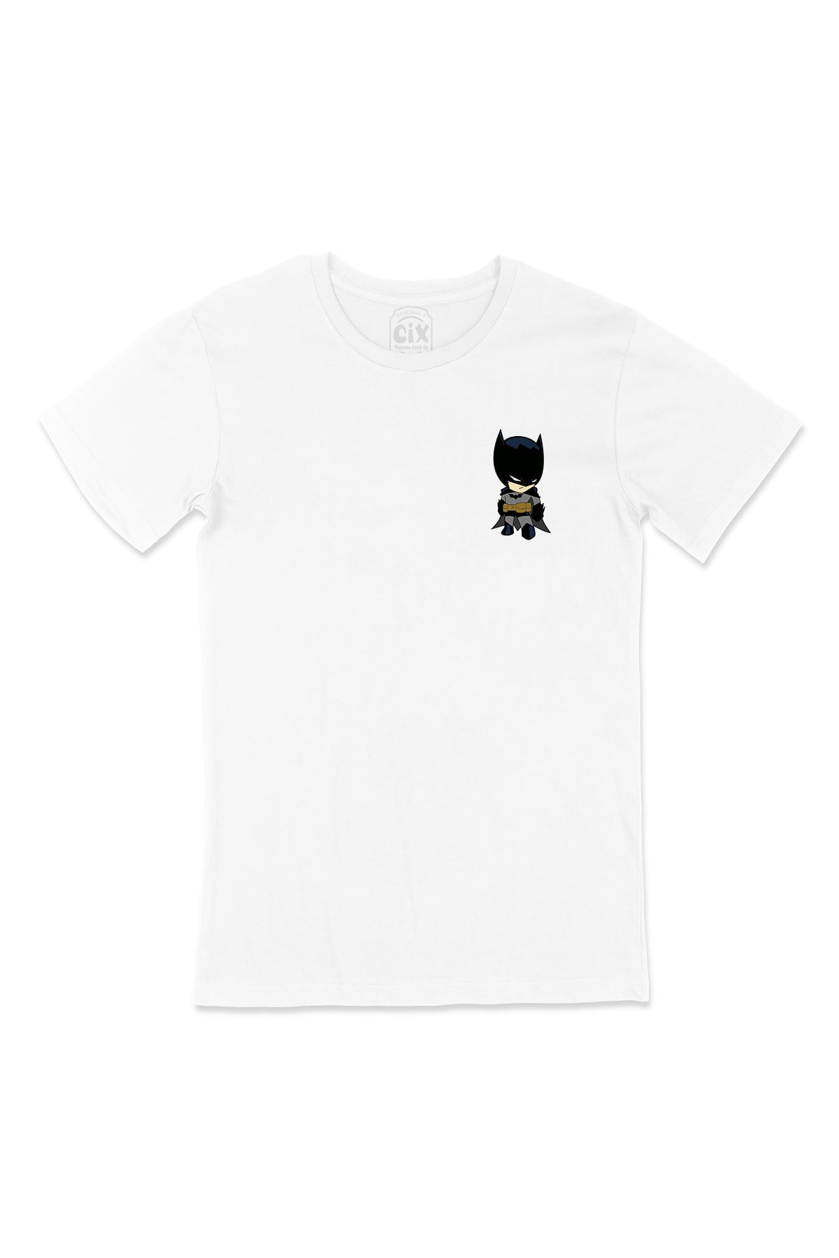 Mini Batman Cep Logo Tasarımlı Beyaz Tişört
