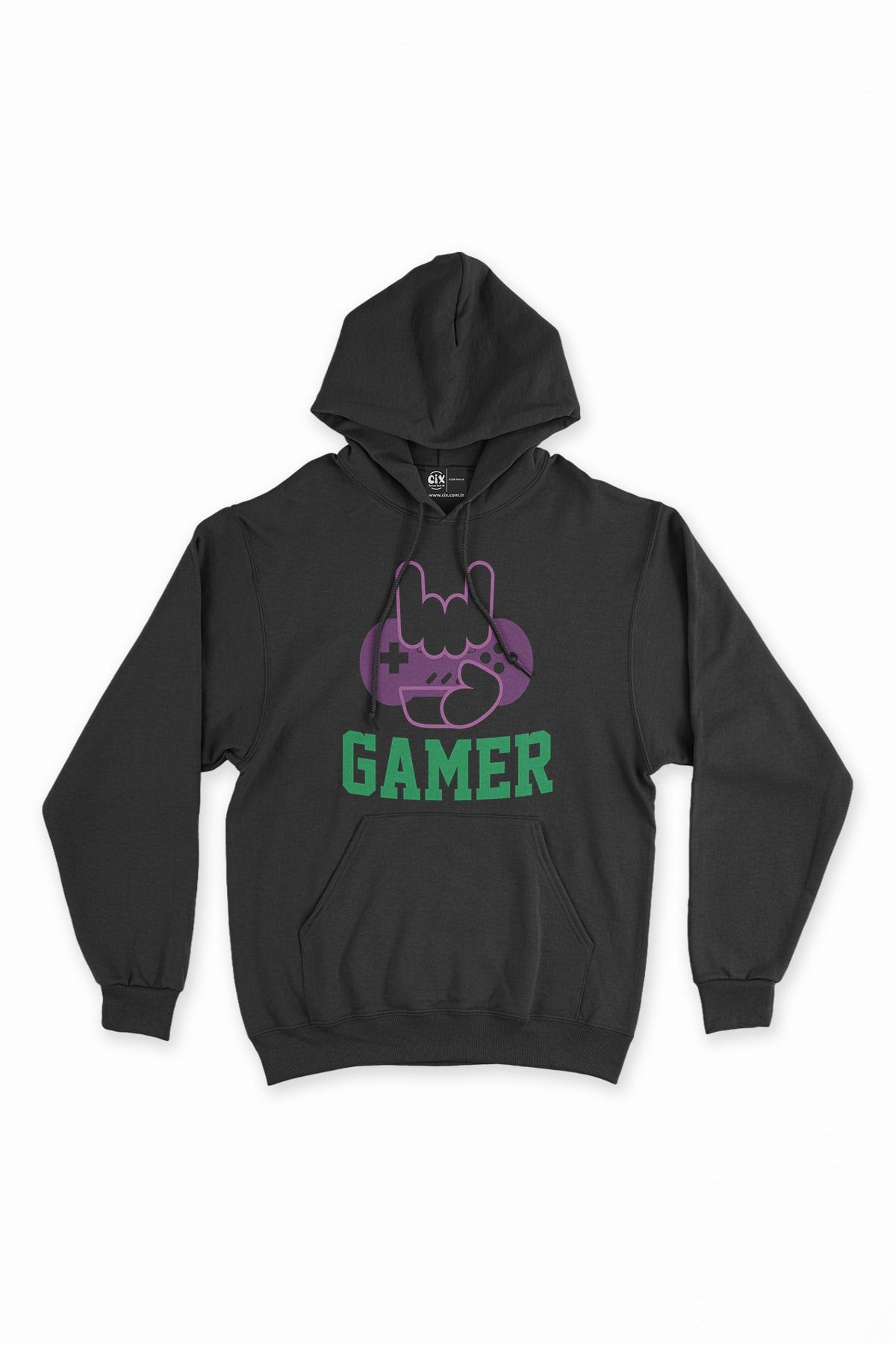 Mor Gamer Hand Siyah Kapşonlu Sweatshirt Hoodie