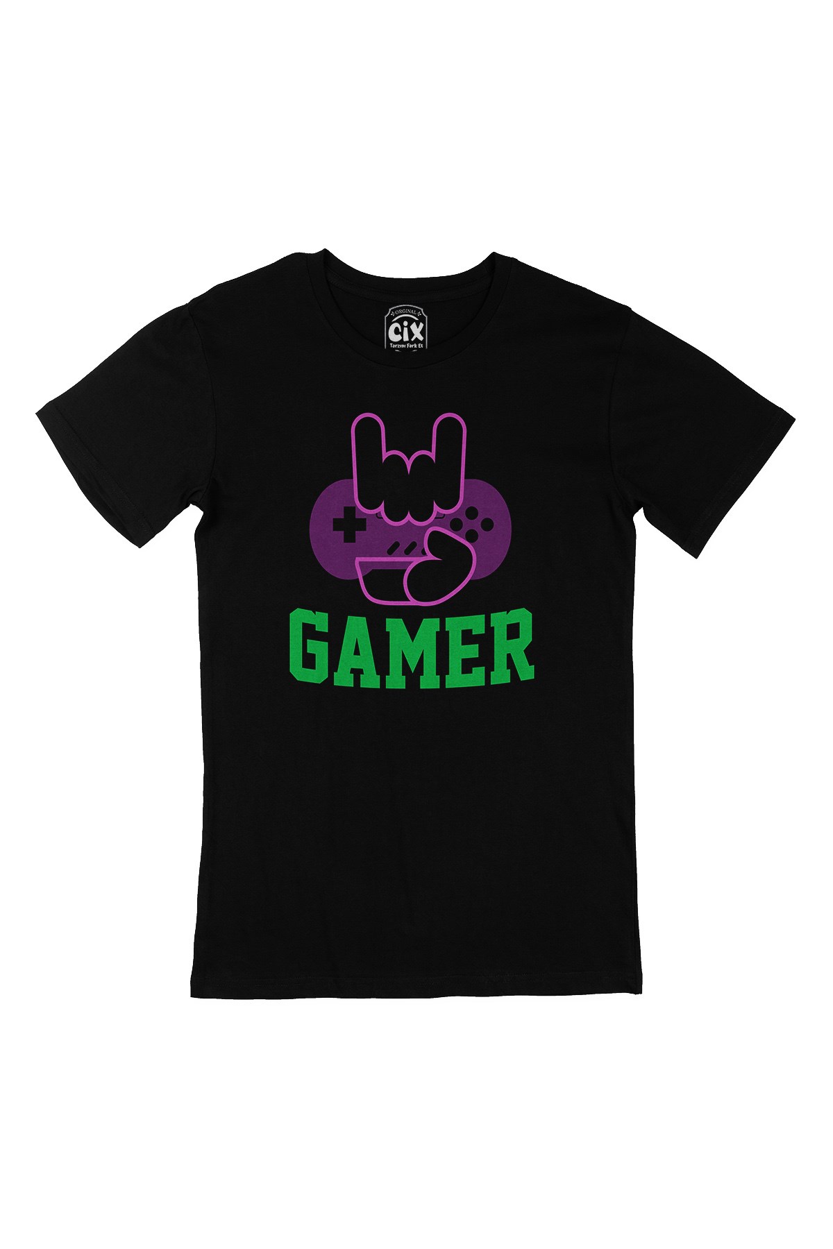 Mor Gamer Hand Siyah Tişört