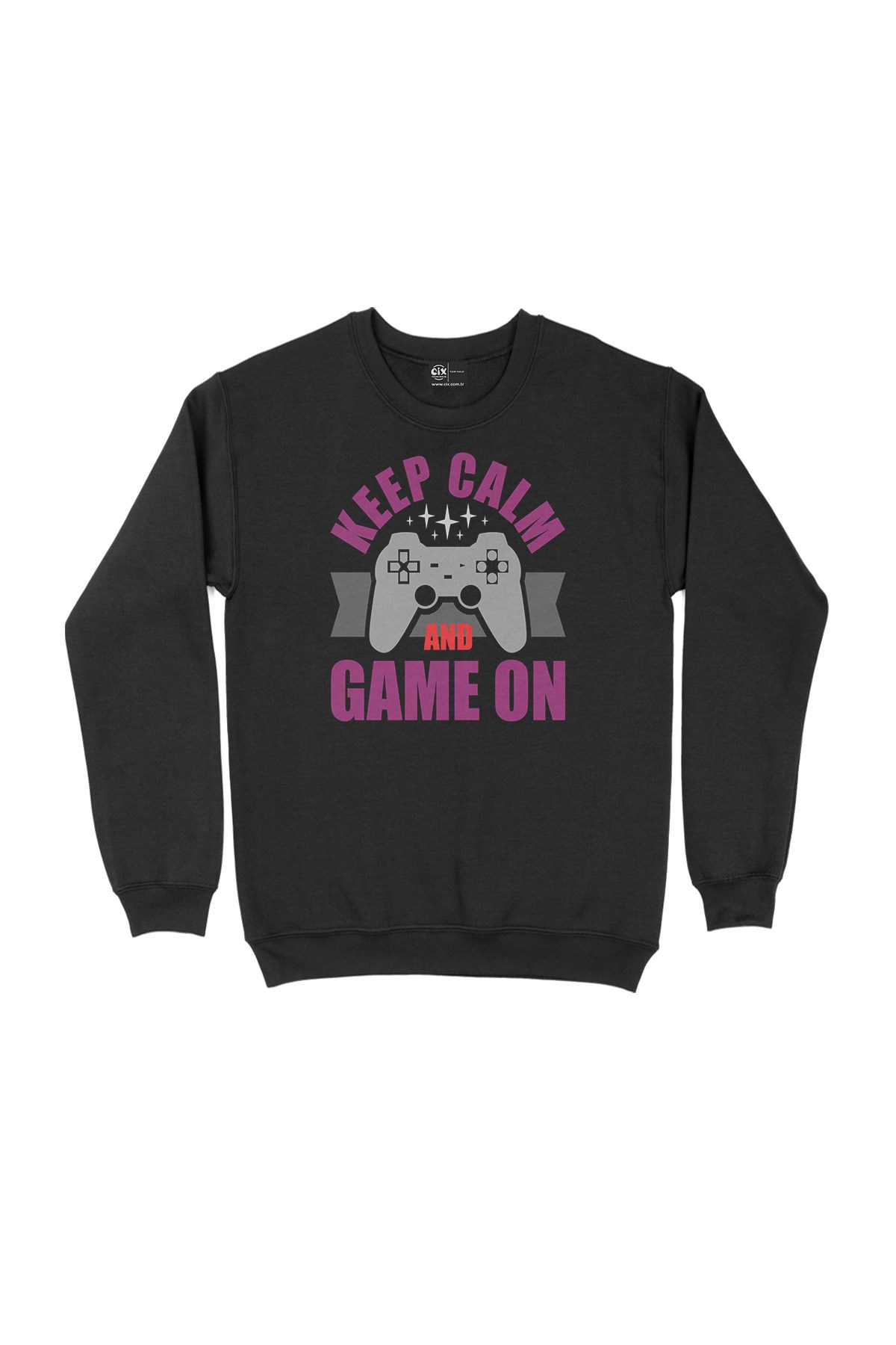 Mor Keep Calm Game On Siyah Sweatshirt