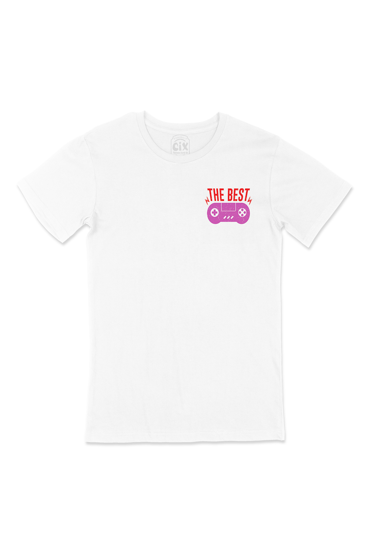 Mor The Best Cep Logo Tasarımlı Beyaz Tişört