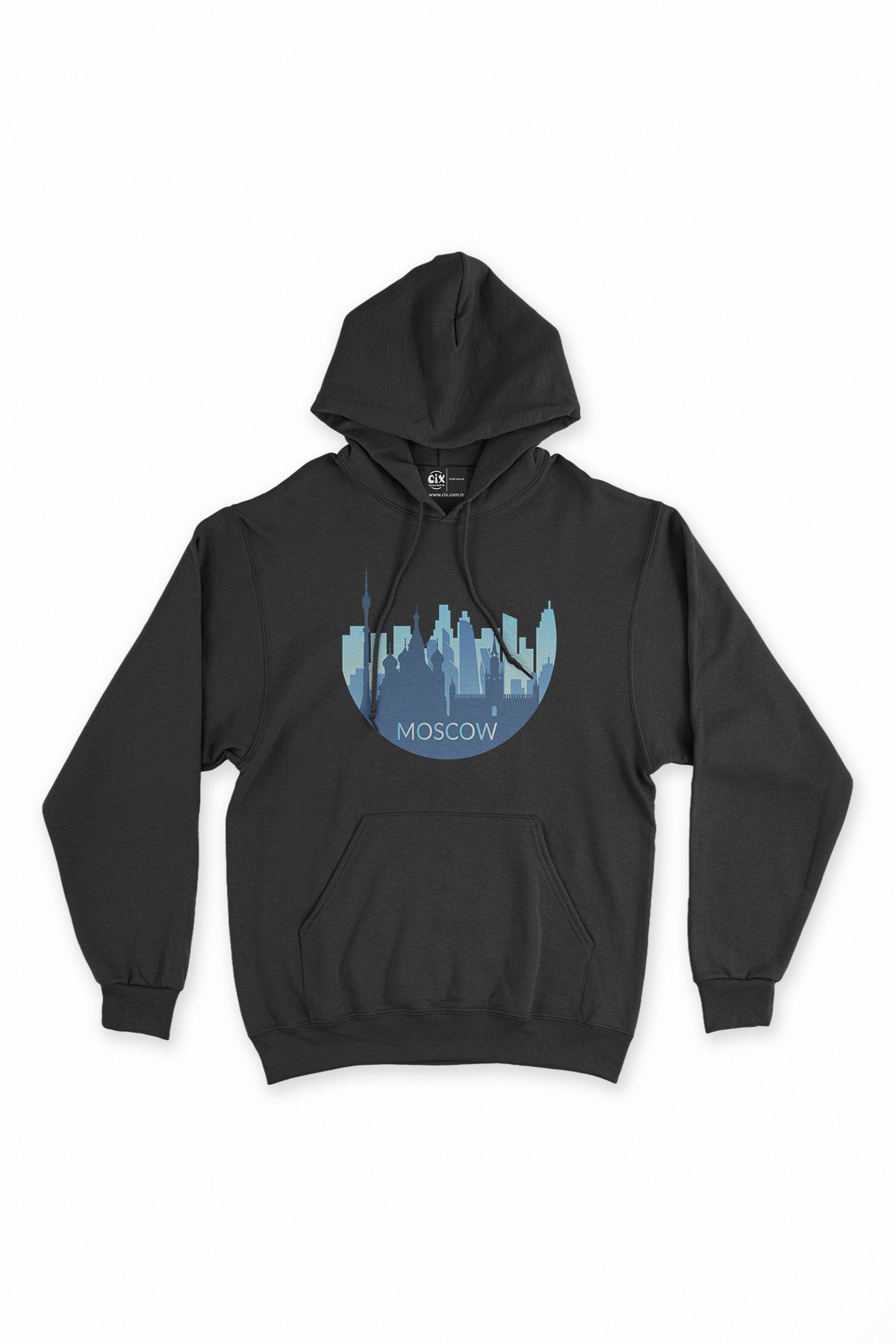 Moskova Siyah Kapşonlu Sweatshirt Hoodie