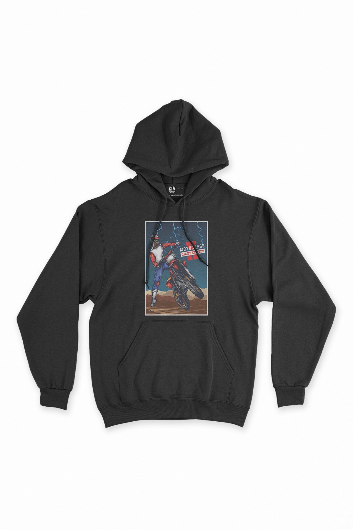 Motocross Night Enduro Siyah Kapşonlu Sweatshirt Hoodie