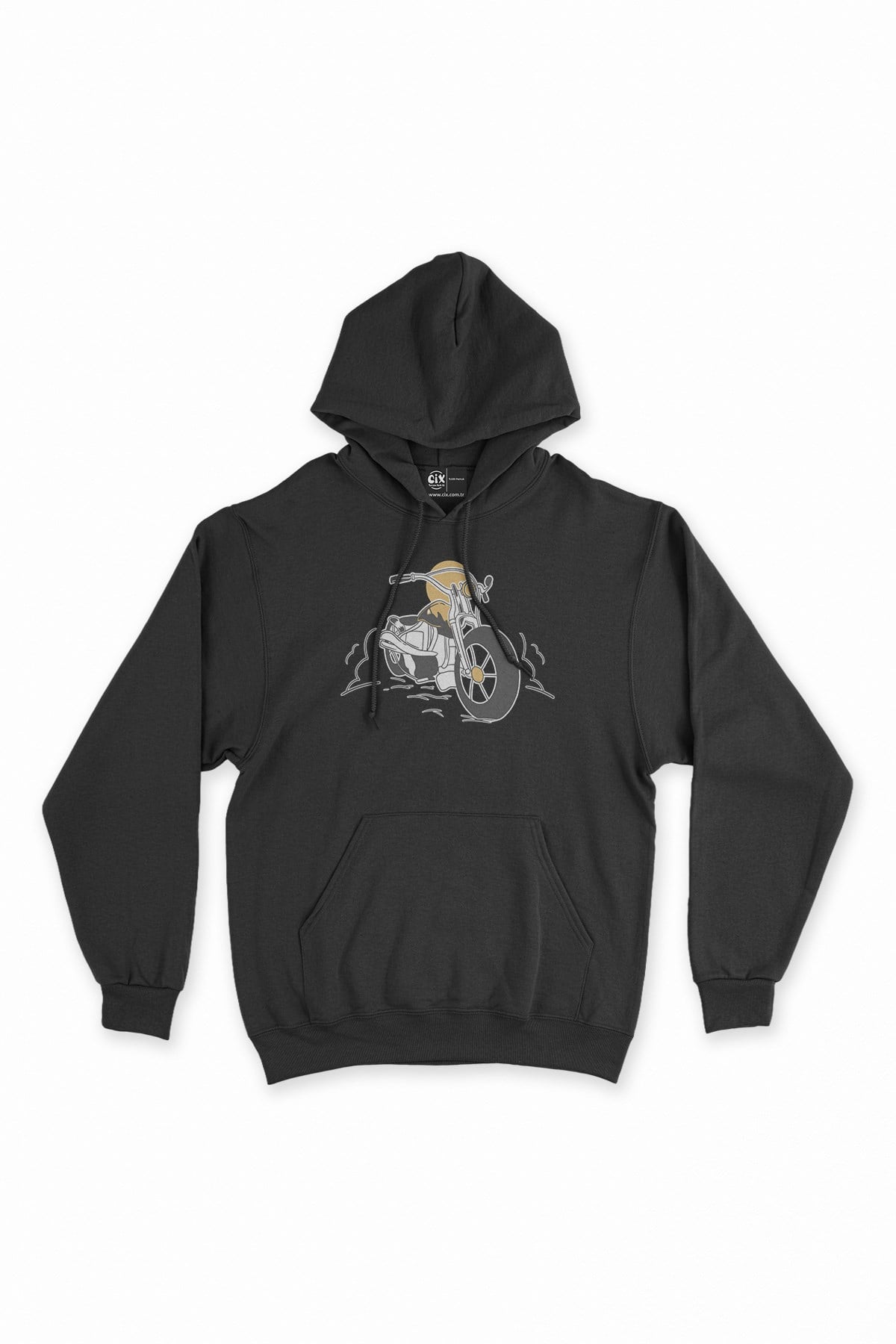 Motor Siyah Kapşonlu Sweatshirt Hoodie