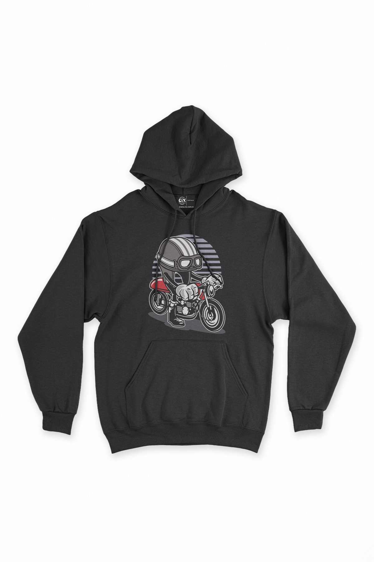 Motorlu Çocuk Siyah Kapşonlu Sweatshirt Hoodie