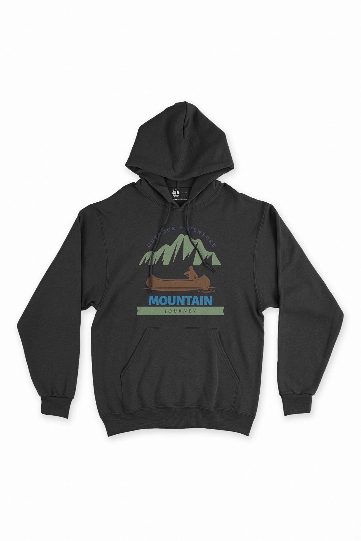 Mountain Journey Siyah Kapşonlu Sweatshirt Hoodie