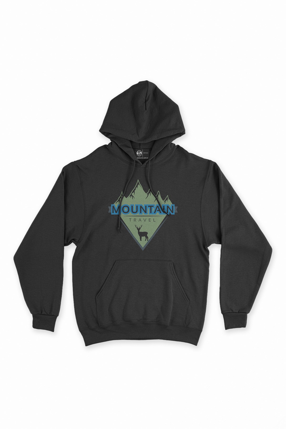 Mountain Travel Siyah Kapşonlu Sweatshirt Hoodie